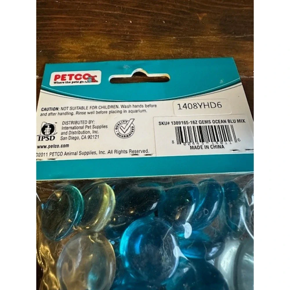 Petco Gravel Accents Glass Gems Ocean‎ Blu Mix Aquarium Decor 2 Bags 1lb Each